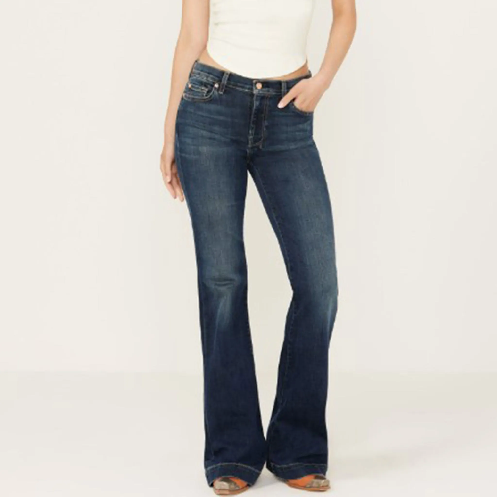 7 For All Mankind Pantalon pour Femme en Jean Noir