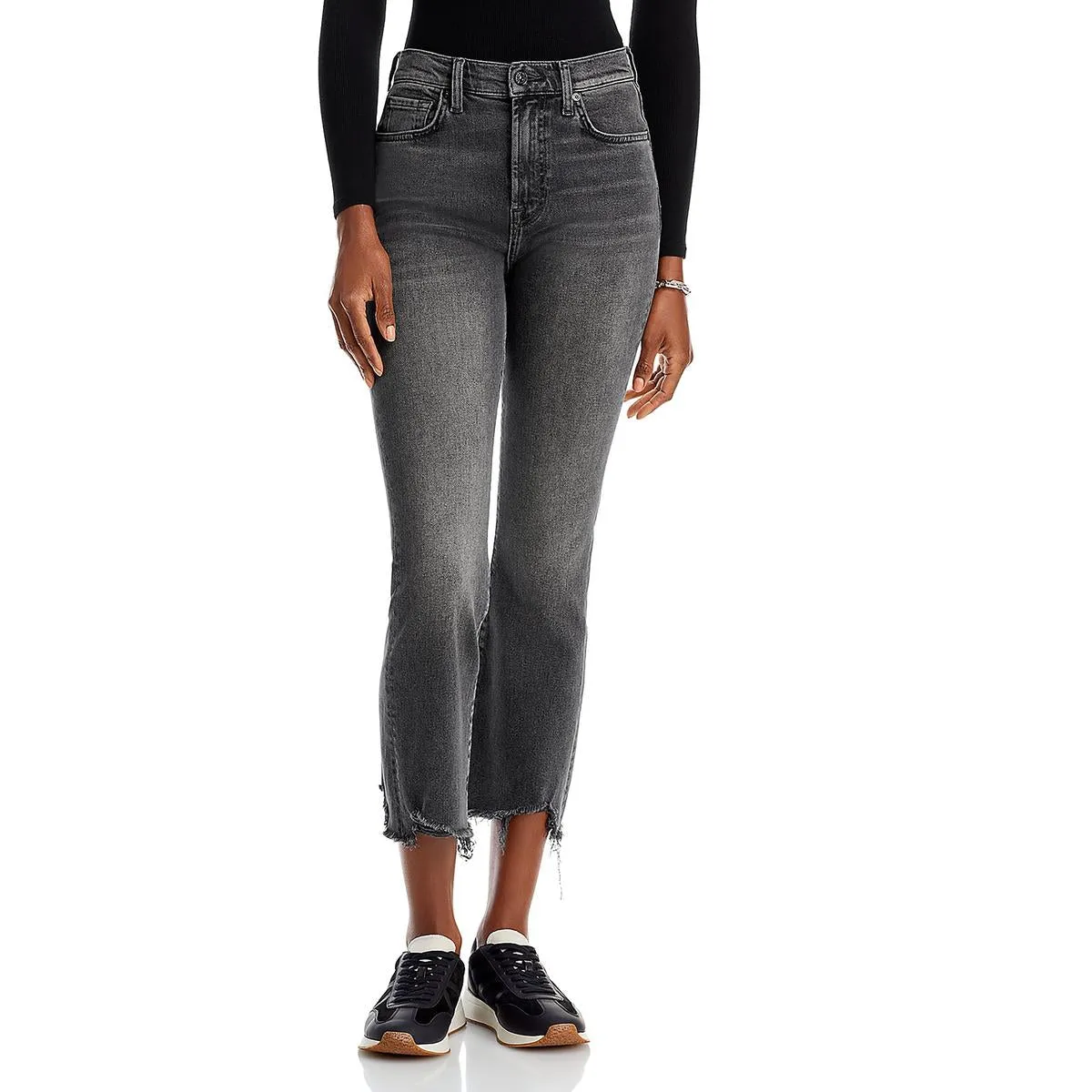 7 For All Mankind Jeans Femme Taille Haute Ourlet Brut Effilochés