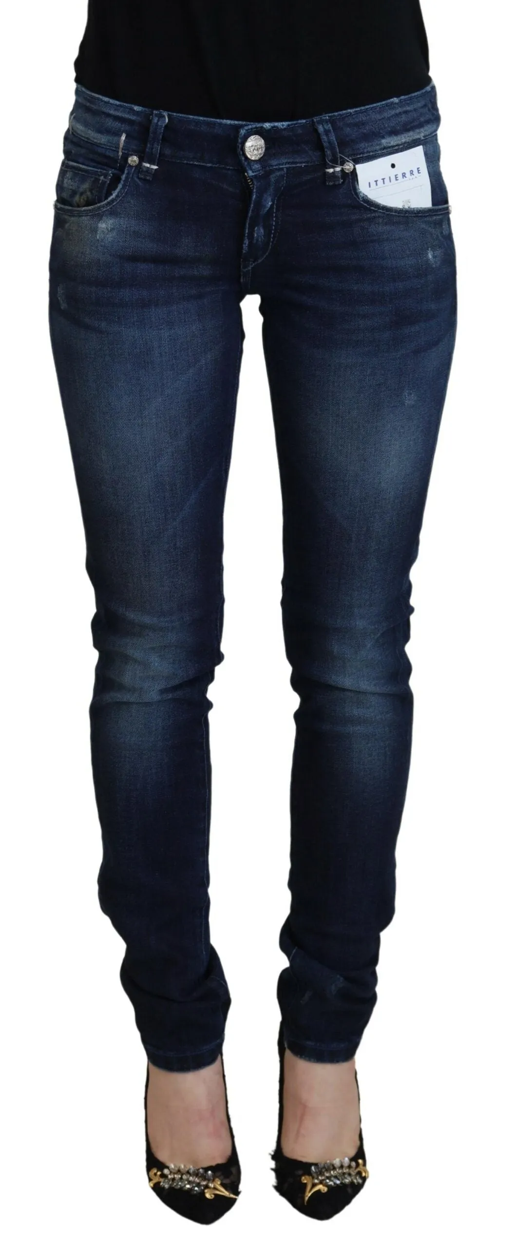 Acht  Jean Femme Coton Taille Basse Coupe Slim Décontracté