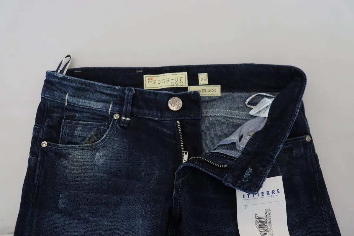 Acht  Jean Femme Coton Taille Basse Coupe Slim Décontracté