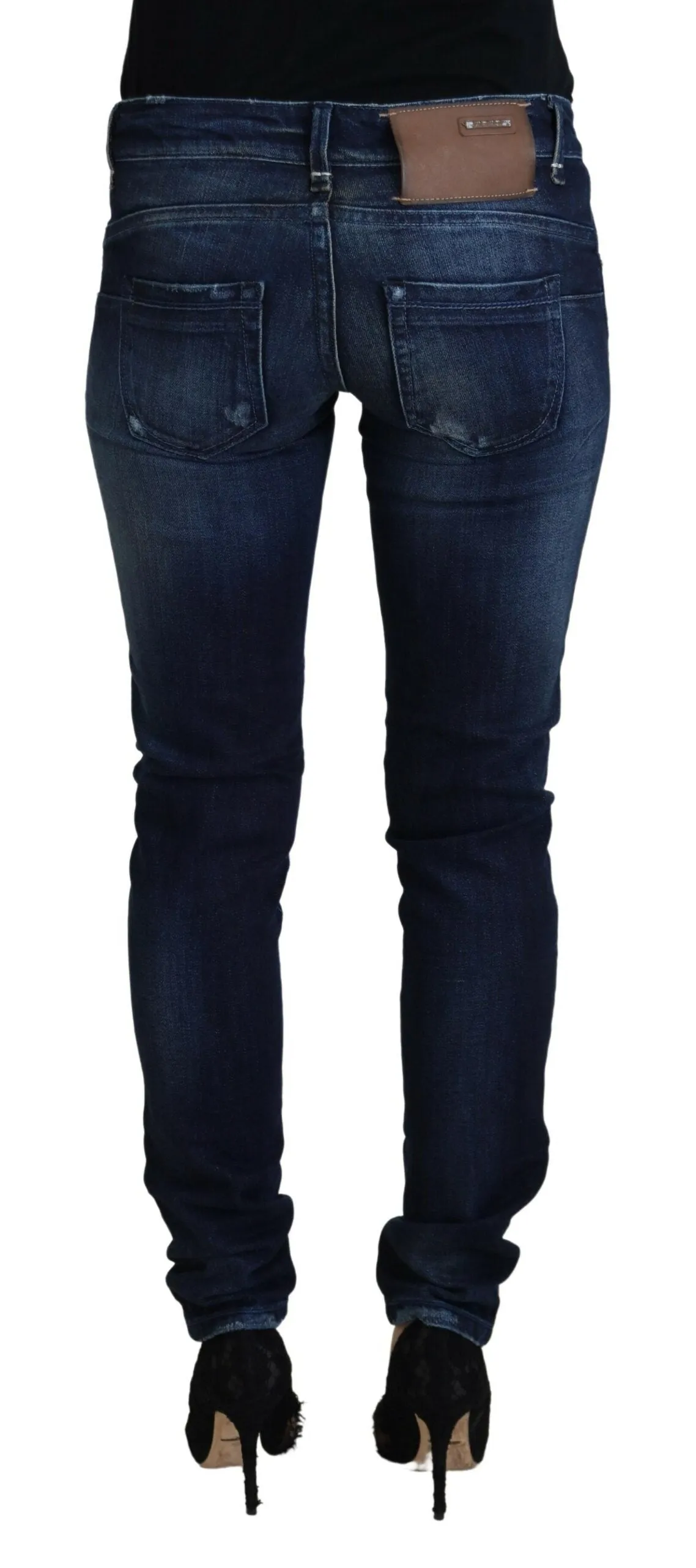 Acht  Jean Femme Coton Taille Basse Coupe Slim Décontracté