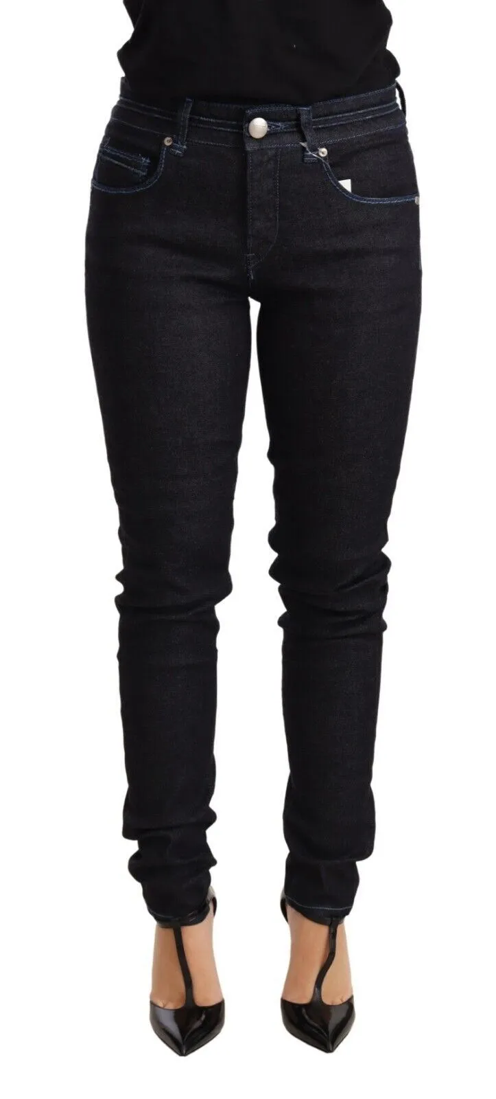 Acht  Pantalon Femme Coton Taille Basse Coupe Slim  Jeans Femme
