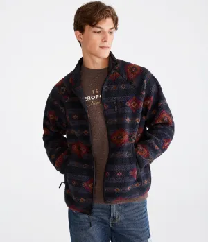 Veste polaire Sherpa à imprimé géométrique pour hommes Aeropostale - Taille 3XL - Polyester - Mode adolescent & Vêtements Noir Aeropostale