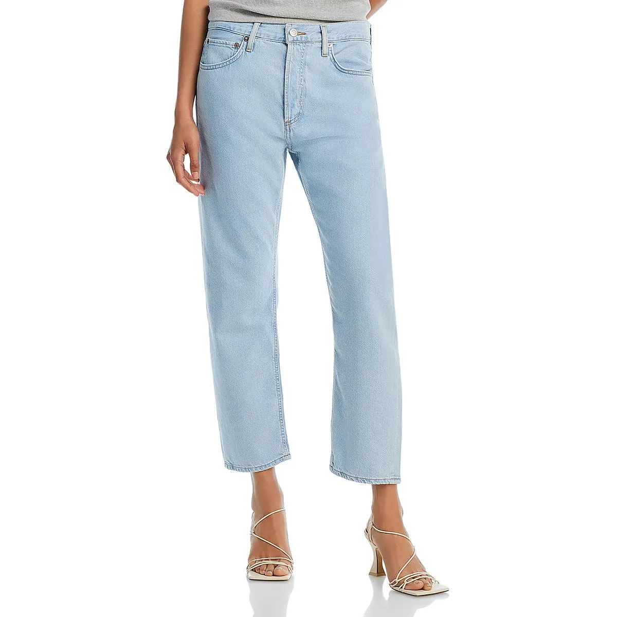 Agolde Jeans Femme Taille Haute Délavés Clairs et Courts