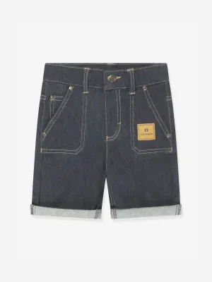 Aigner Shorts en Denim Élastique pour Garçons en Bleu