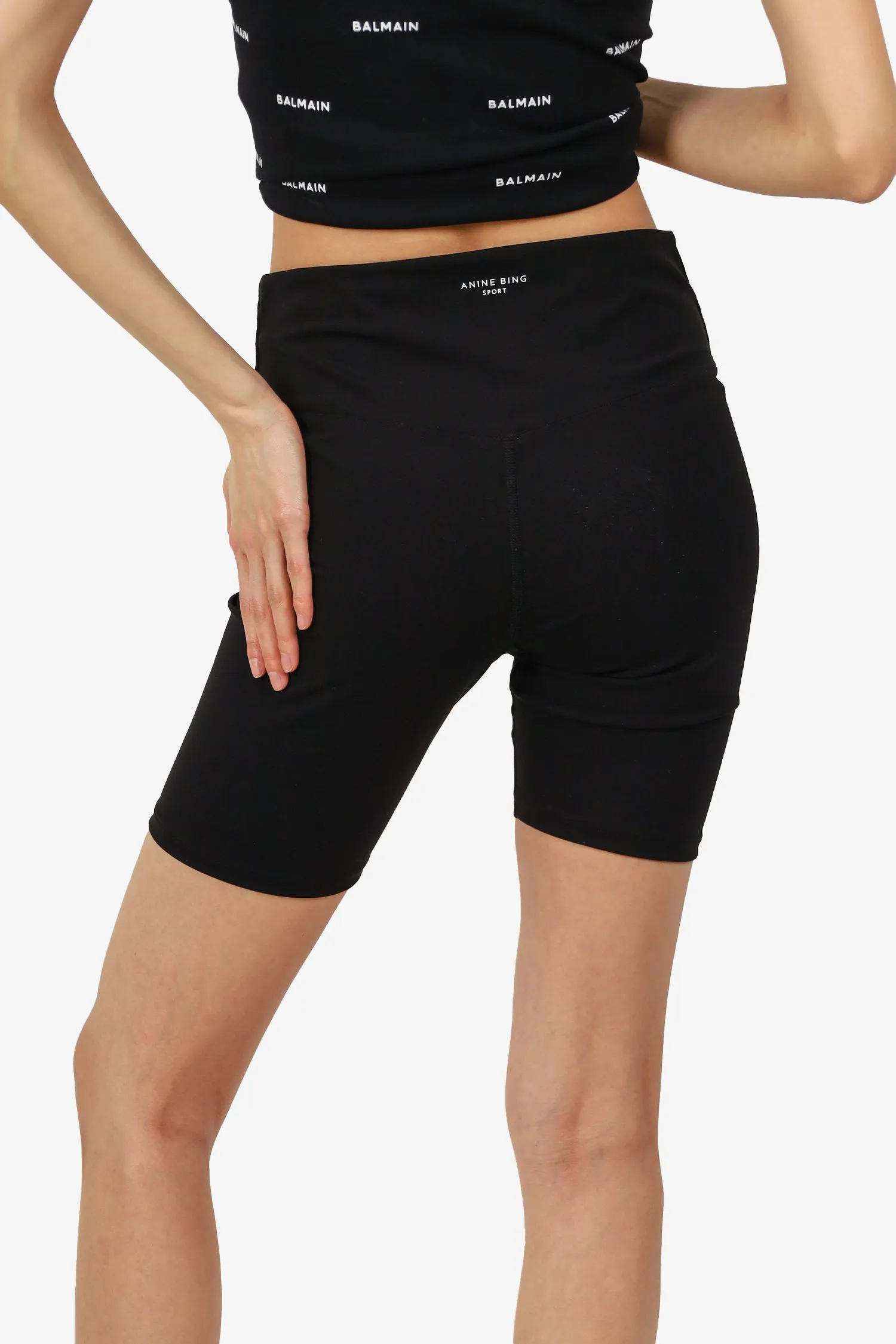 Anine Bing Shorts de motard noirs extensibles Taille M