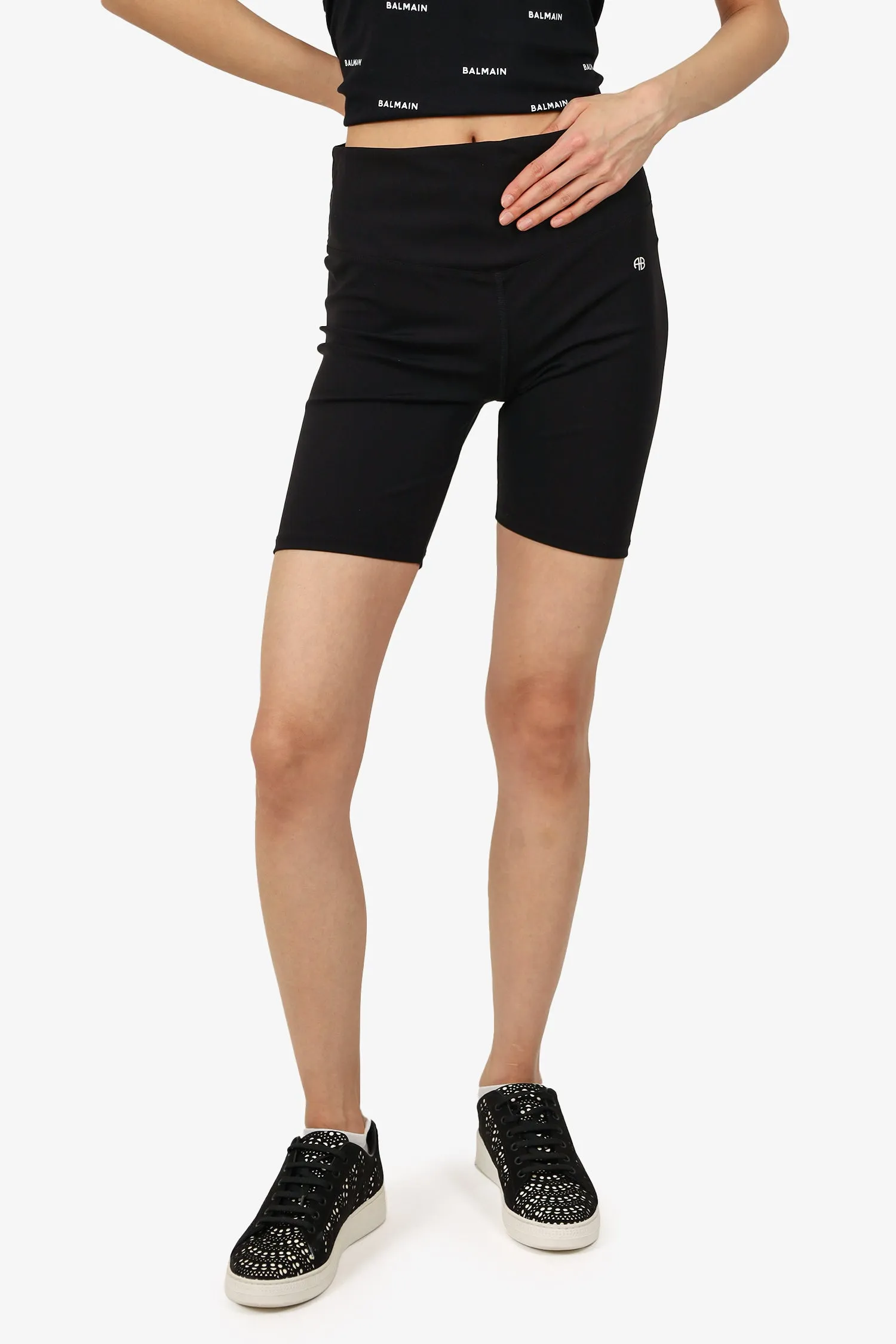 Anine Bing Shorts de motard noirs extensibles Taille M