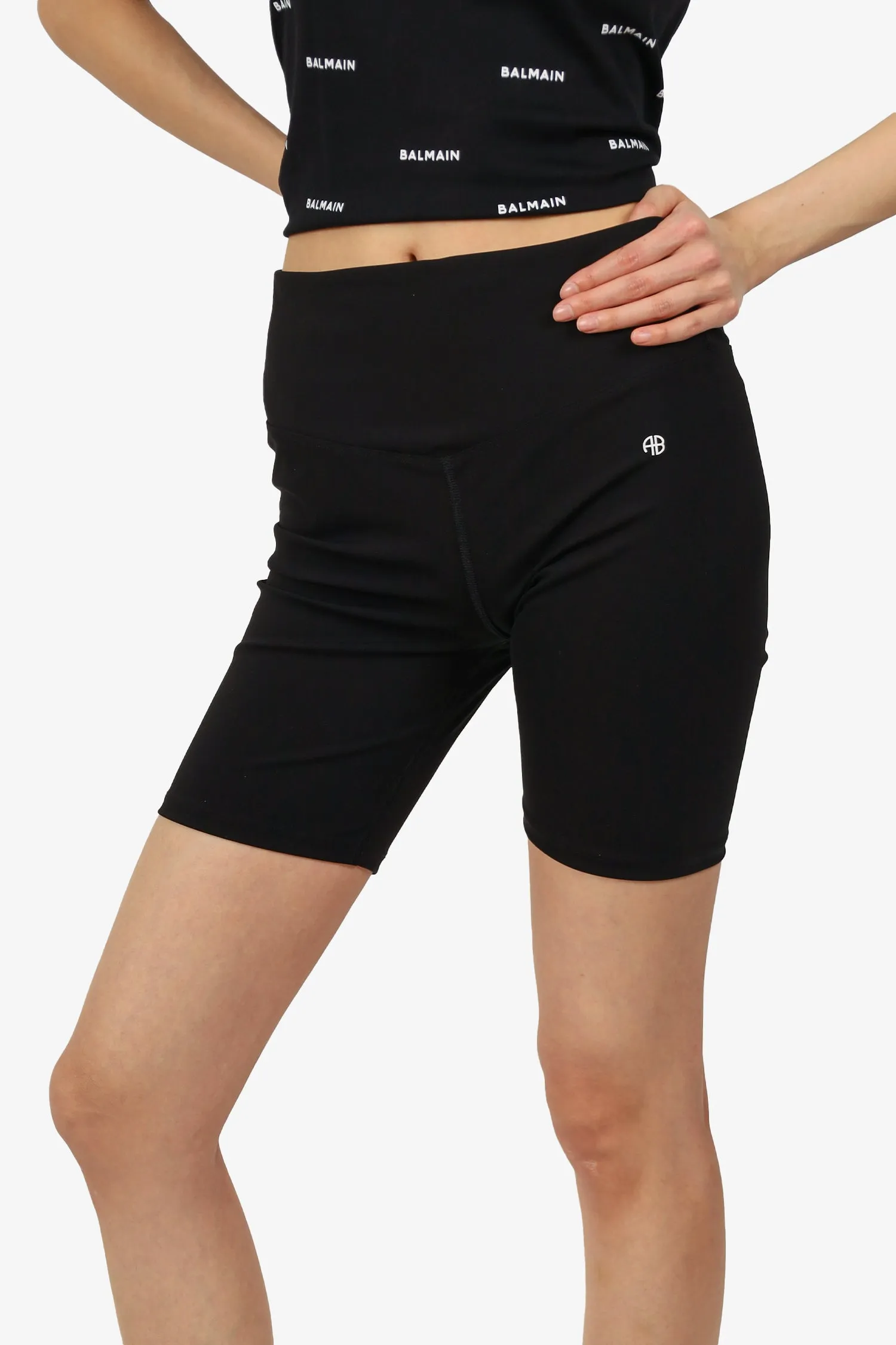 Anine Bing Shorts de motard noirs extensibles Taille M