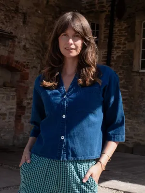 Blouse en Coton pour Femme Ava | Denim Texturé