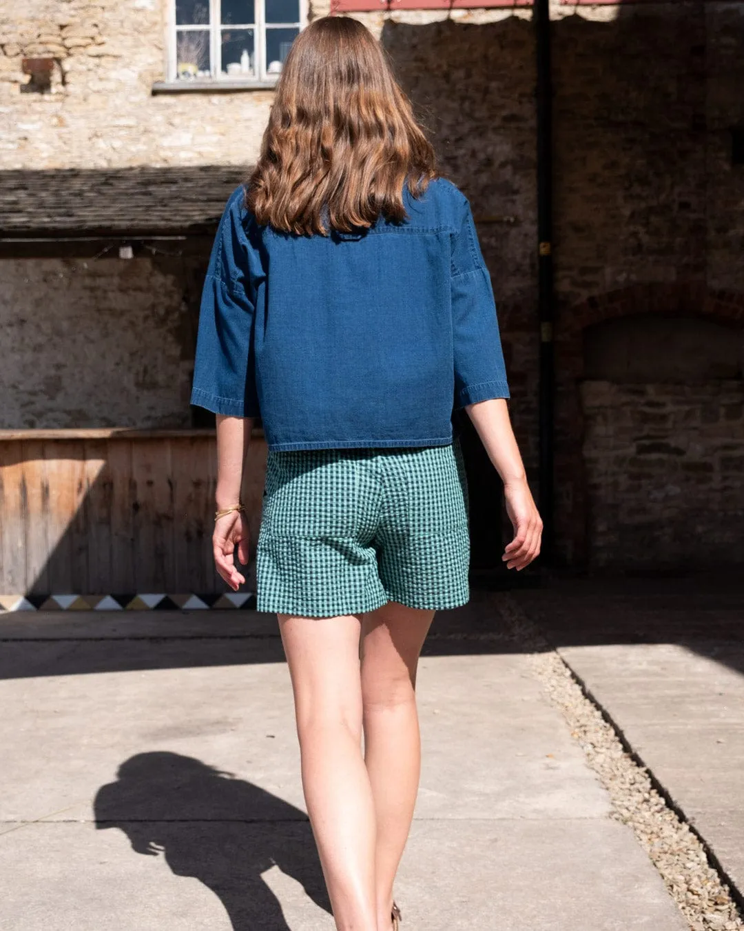 Blouse en Coton pour Femme Ava | Denim Texturé