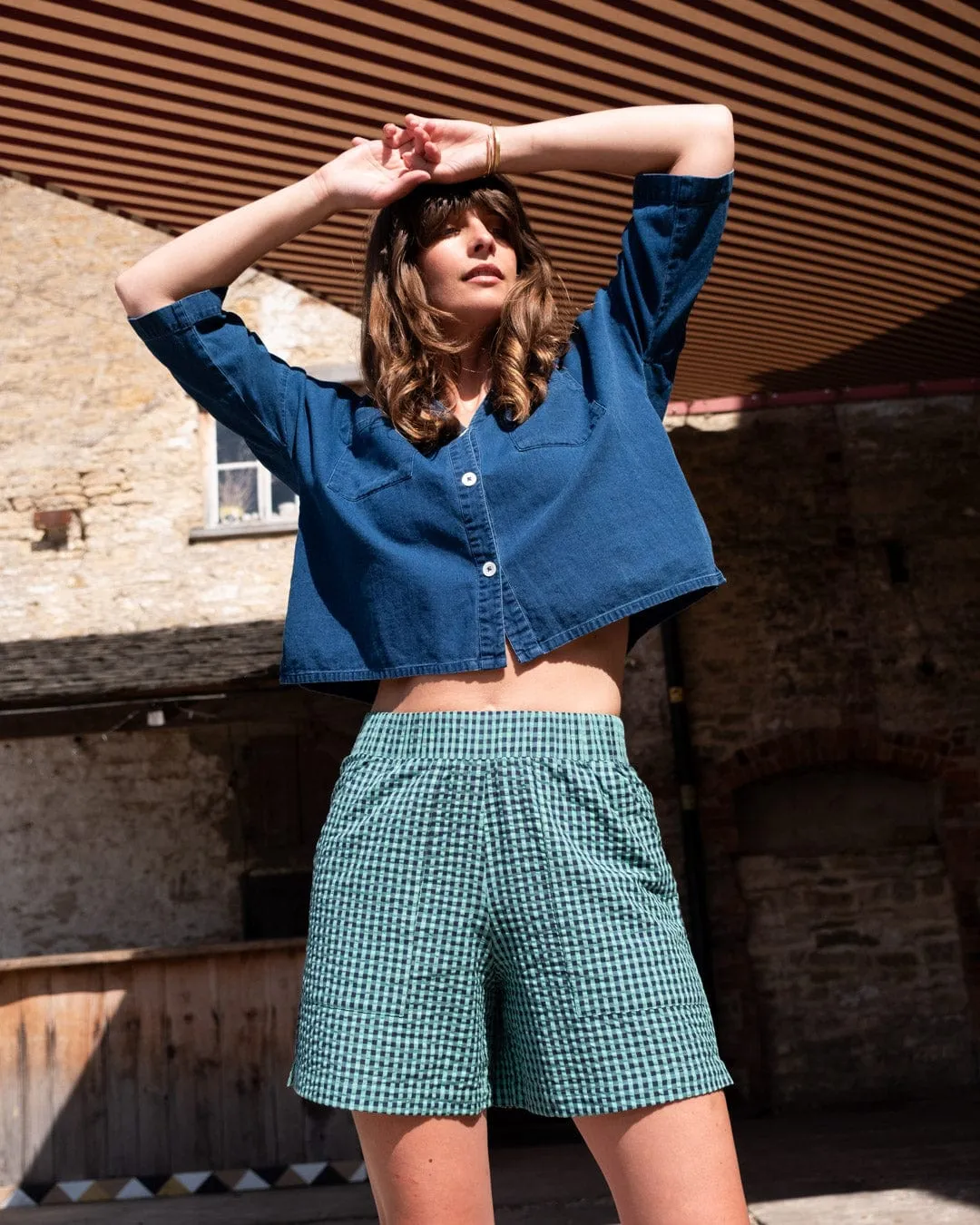 Blouse en Coton pour Femme Ava | Denim Texturé
