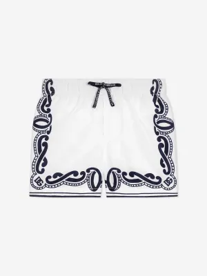 Short de bain imprimé bandana pour bébé garçon en blanc