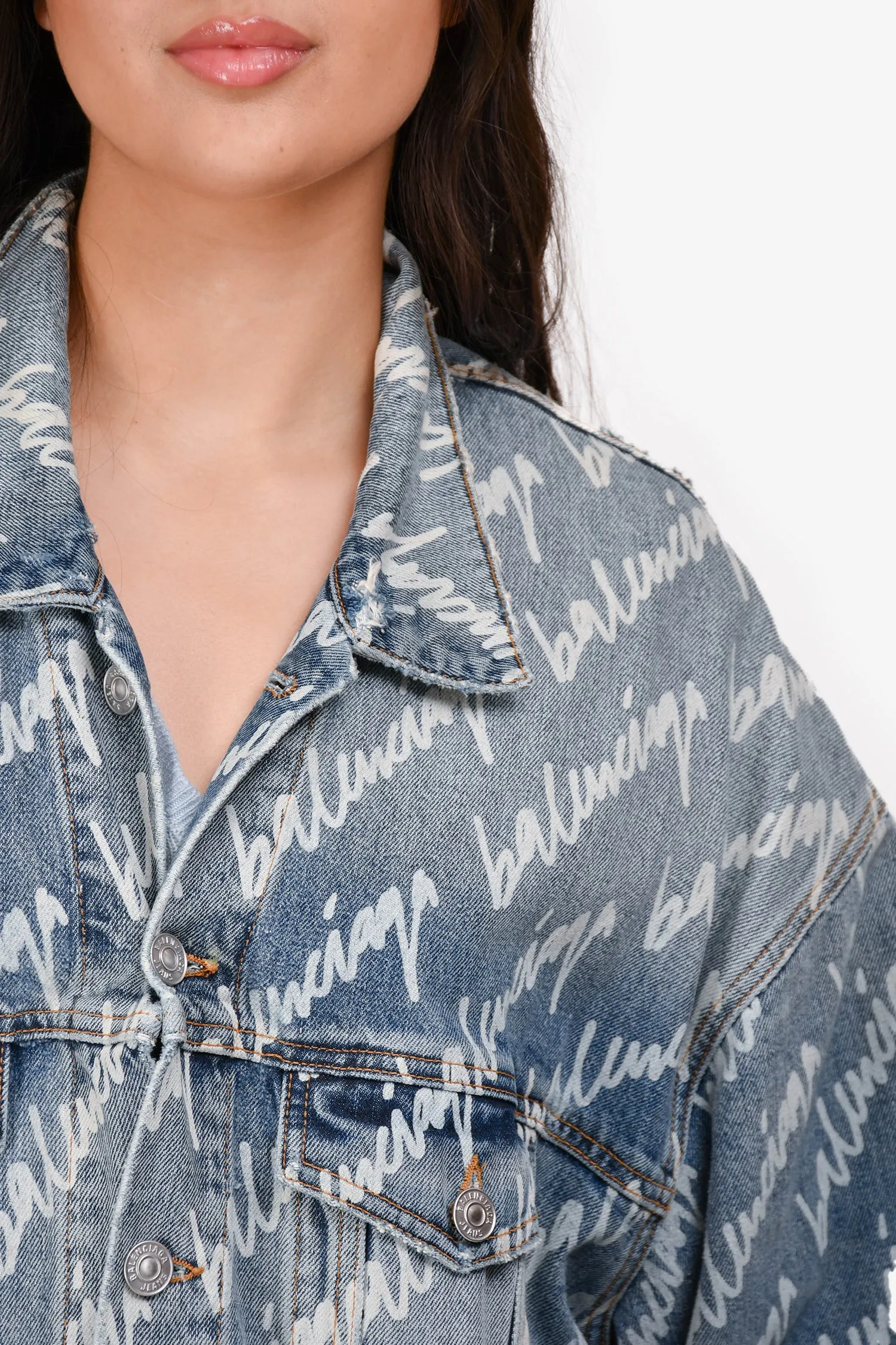 Veste en denim bleu avec logo Balenciaga taille L pour homme