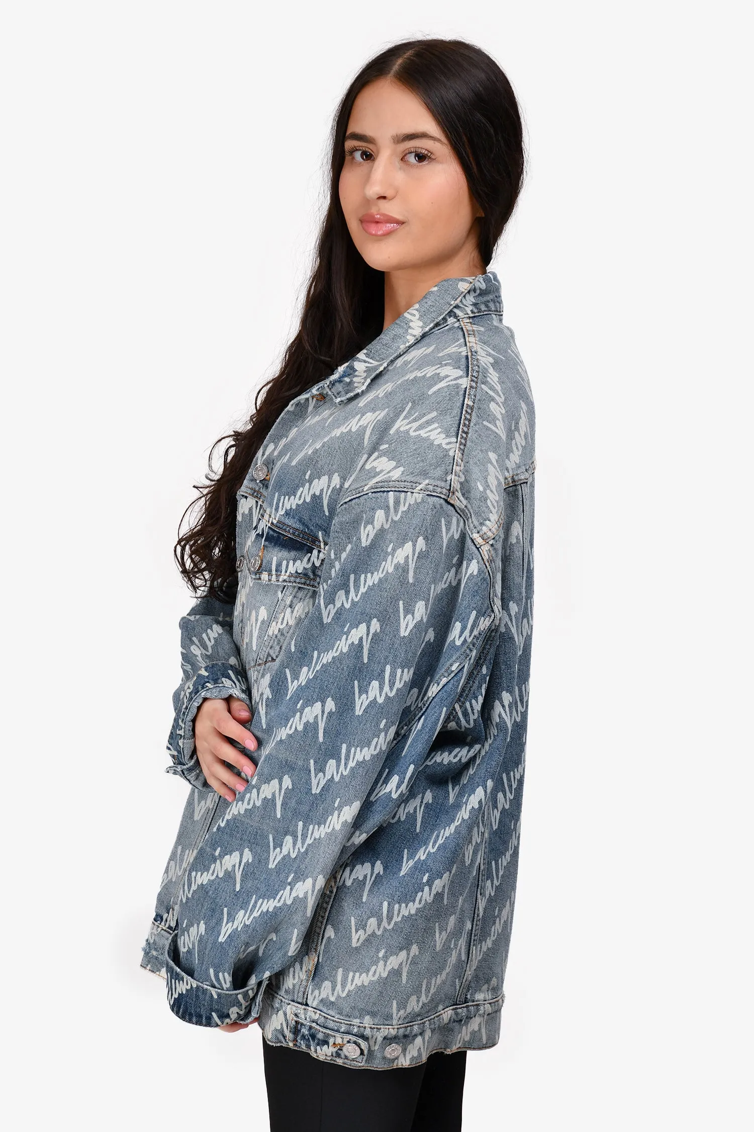 Veste en denim bleu avec logo Balenciaga taille L pour homme