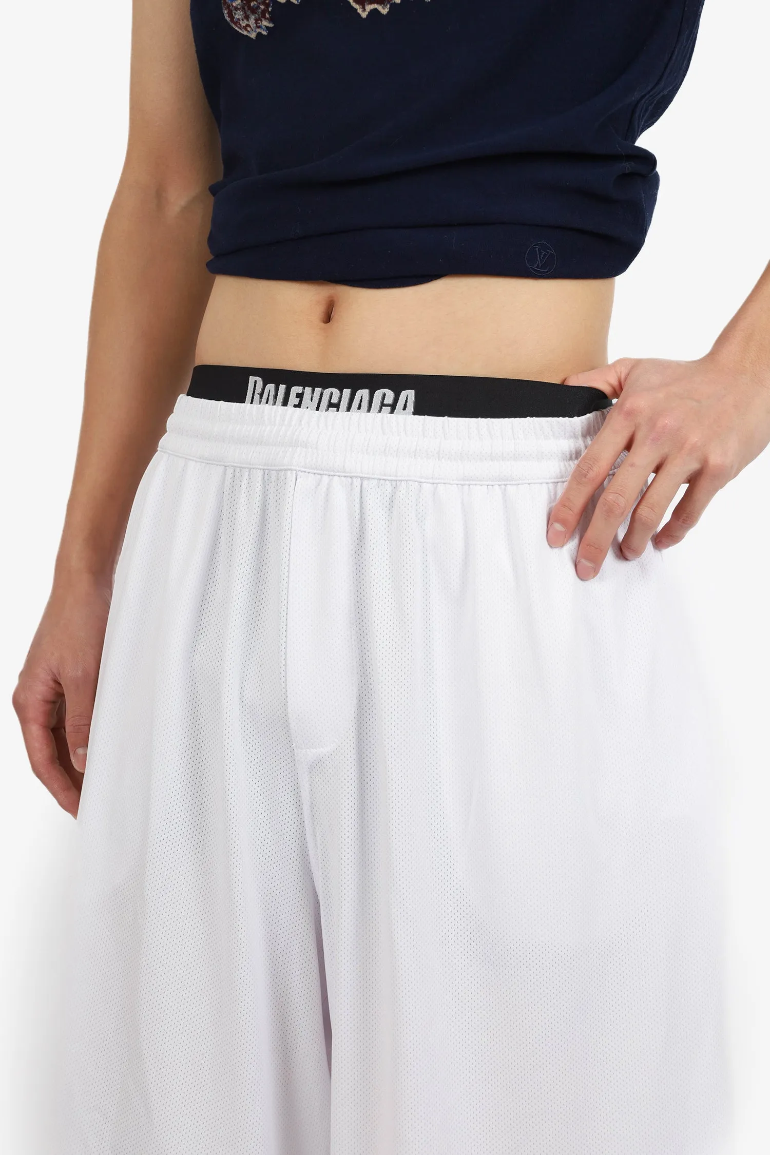 Balenciaga Shorts à bande avec logo blanc Taille M Homme