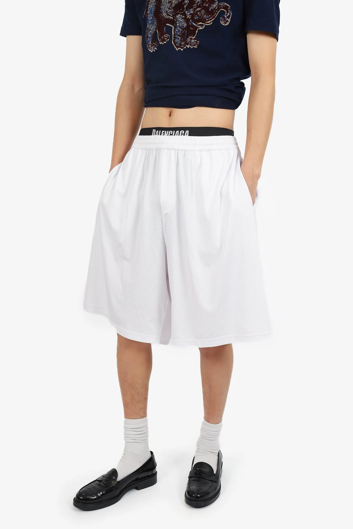 Balenciaga Shorts à bande avec logo blanc Taille M Homme