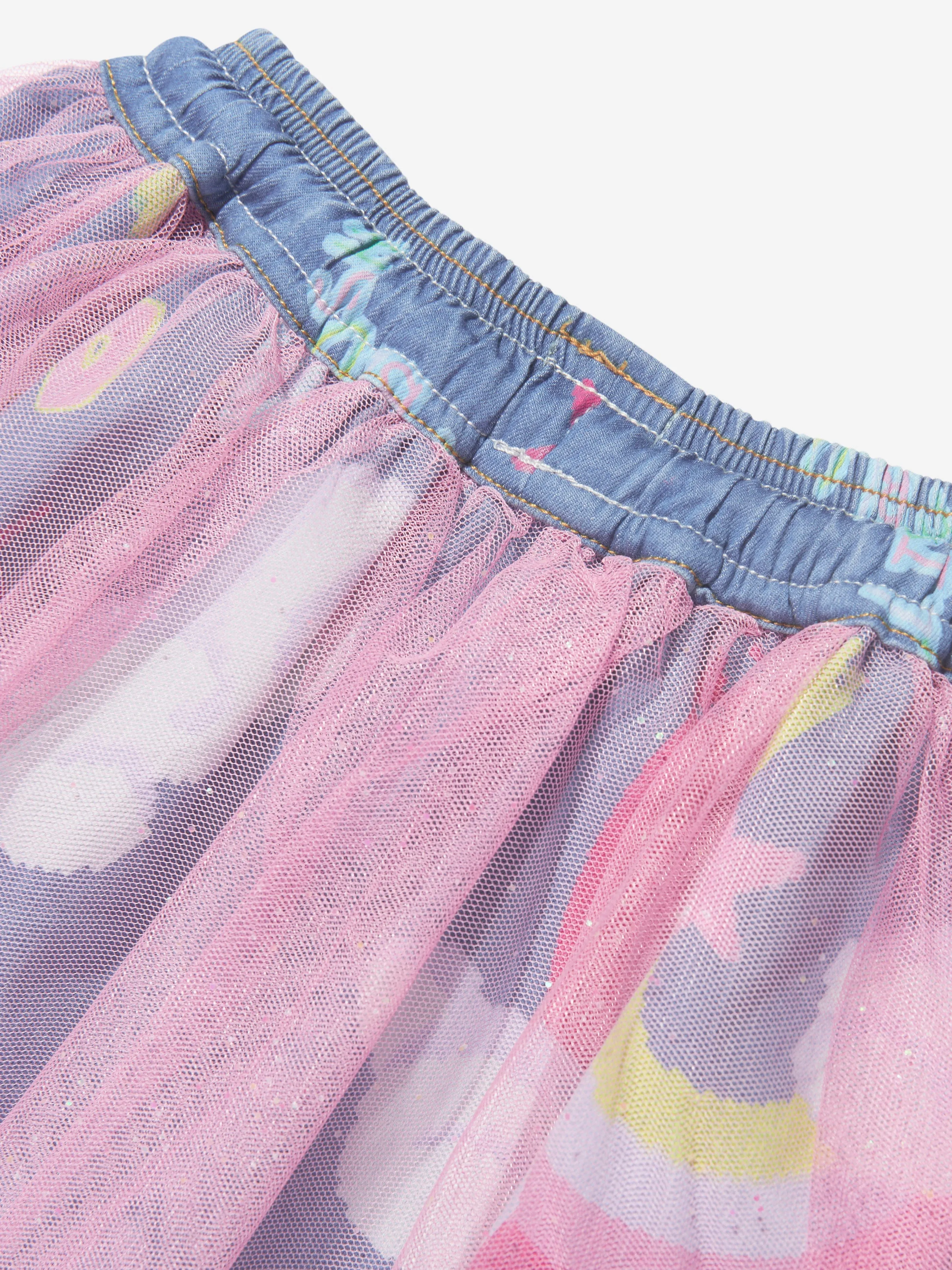Jupe en Denim et Mesh Bleue Billieblush pour Filles