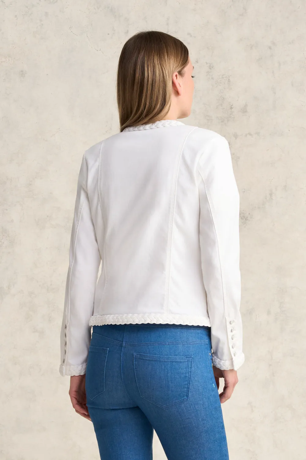 Veste en jean à parement tressé - Blanc
