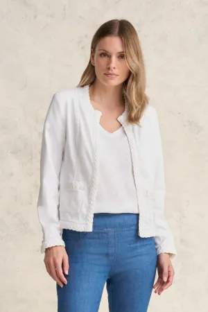 Veste en jean à parement tressé - Blanc