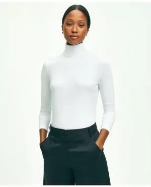 Brooks Brothers Chemise Col Roulé en Coton Modal Femme Blanc Brooks Brothers