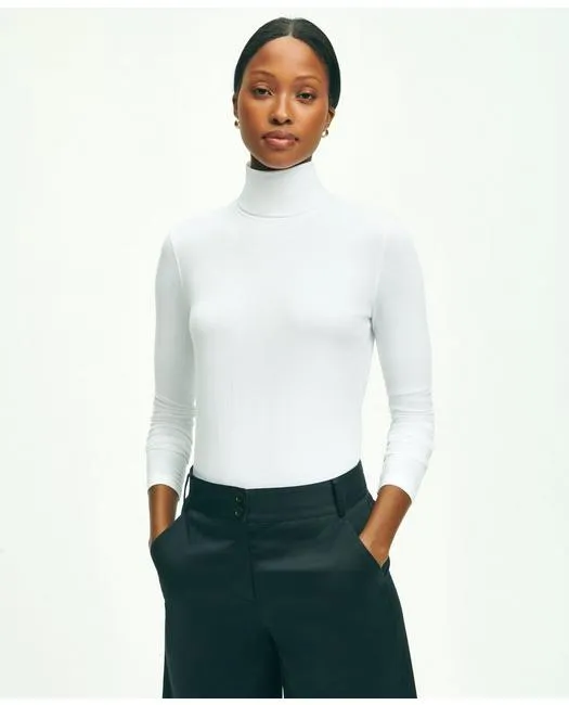 Brooks Brothers Chemise Col Roulé en Coton Modal Femme Blanc Brooks Brothers