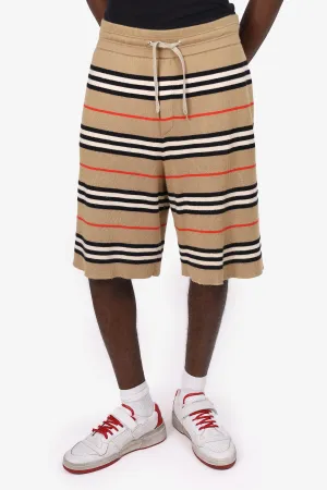 Burberry Shorts en laine mérinos rayures Nova marron Taille XS Homme