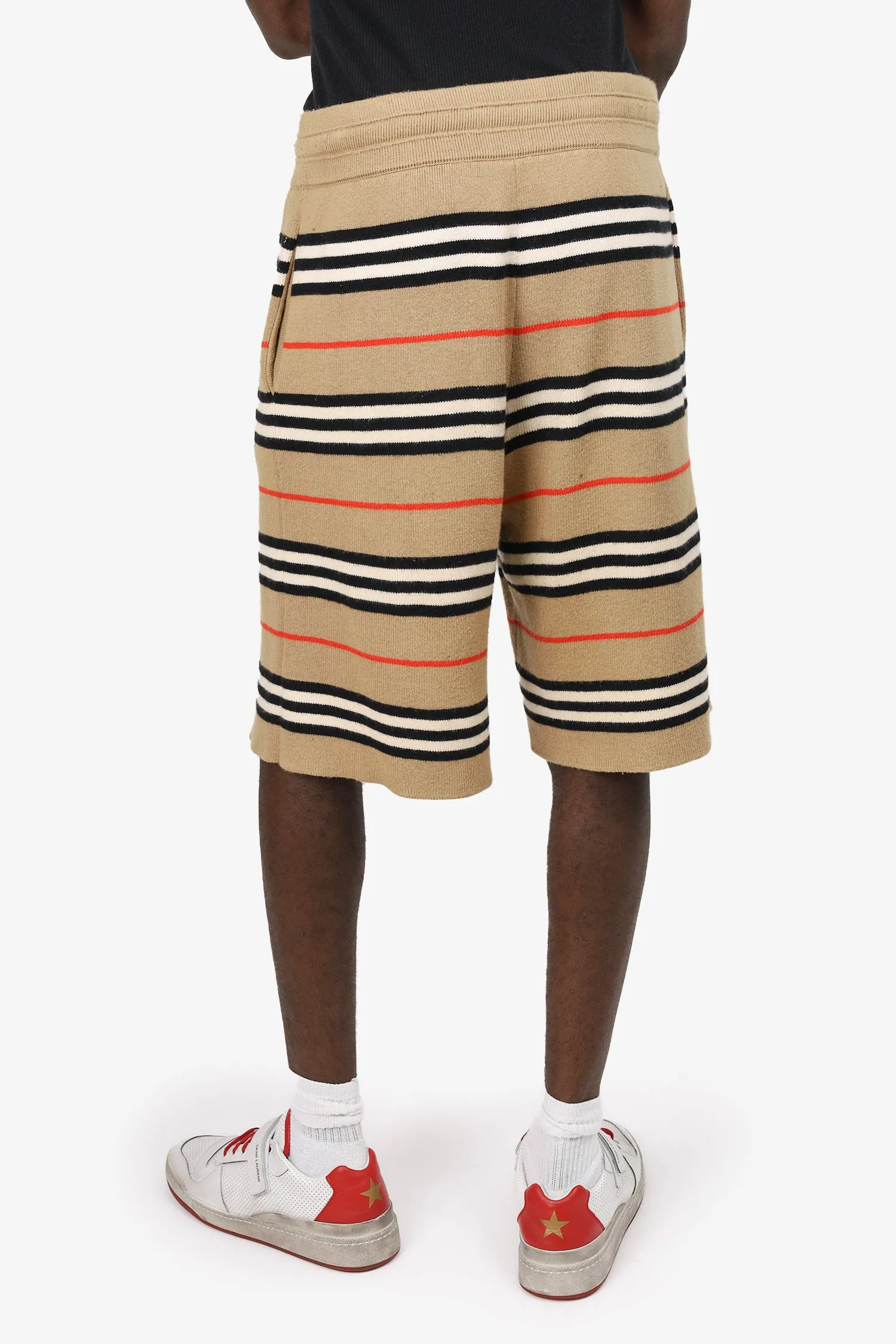 Burberry Shorts en laine mérinos rayures Nova marron Taille XS Homme