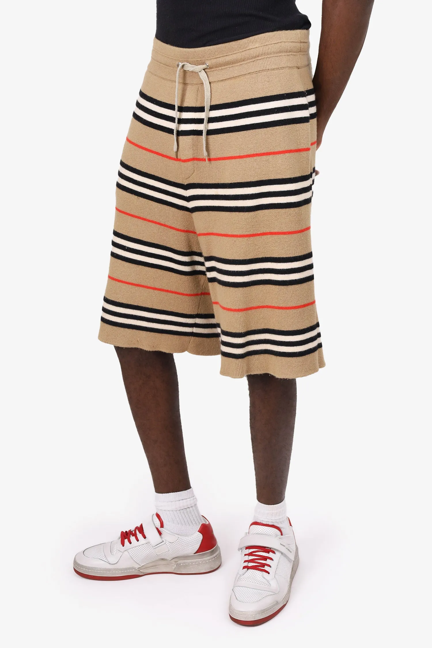 Burberry Shorts en laine mérinos rayures Nova marron Taille XS Homme