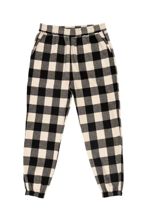 Pantalon de jogging en flanelle pour hommes Burnside avec poches - Écru/Noir