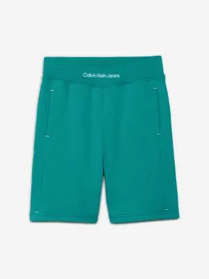 Calvin Klein Shorts en éponge verte avec logo intarsia pour garçons