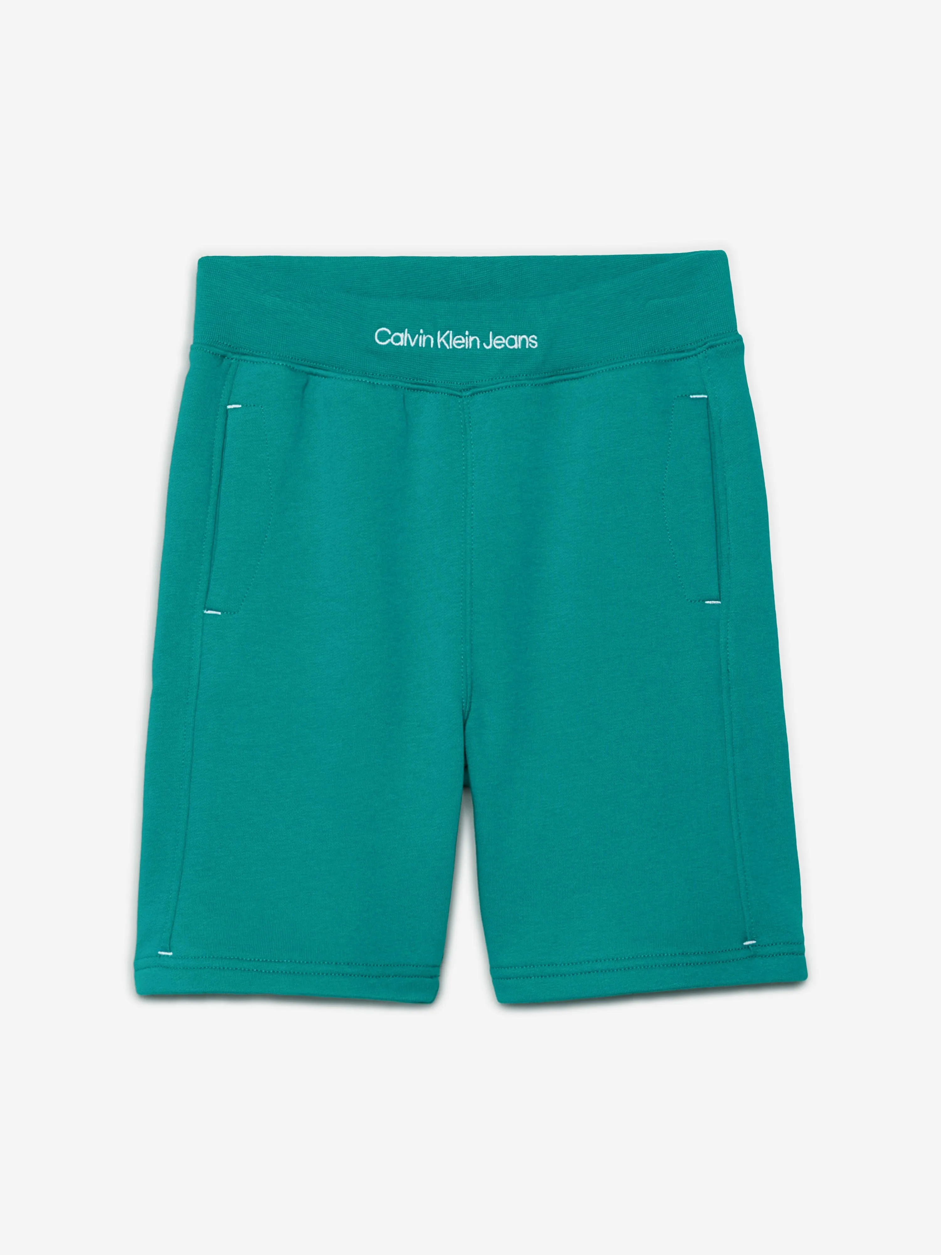 Calvin Klein Shorts en éponge verte avec logo intarsia pour garçons