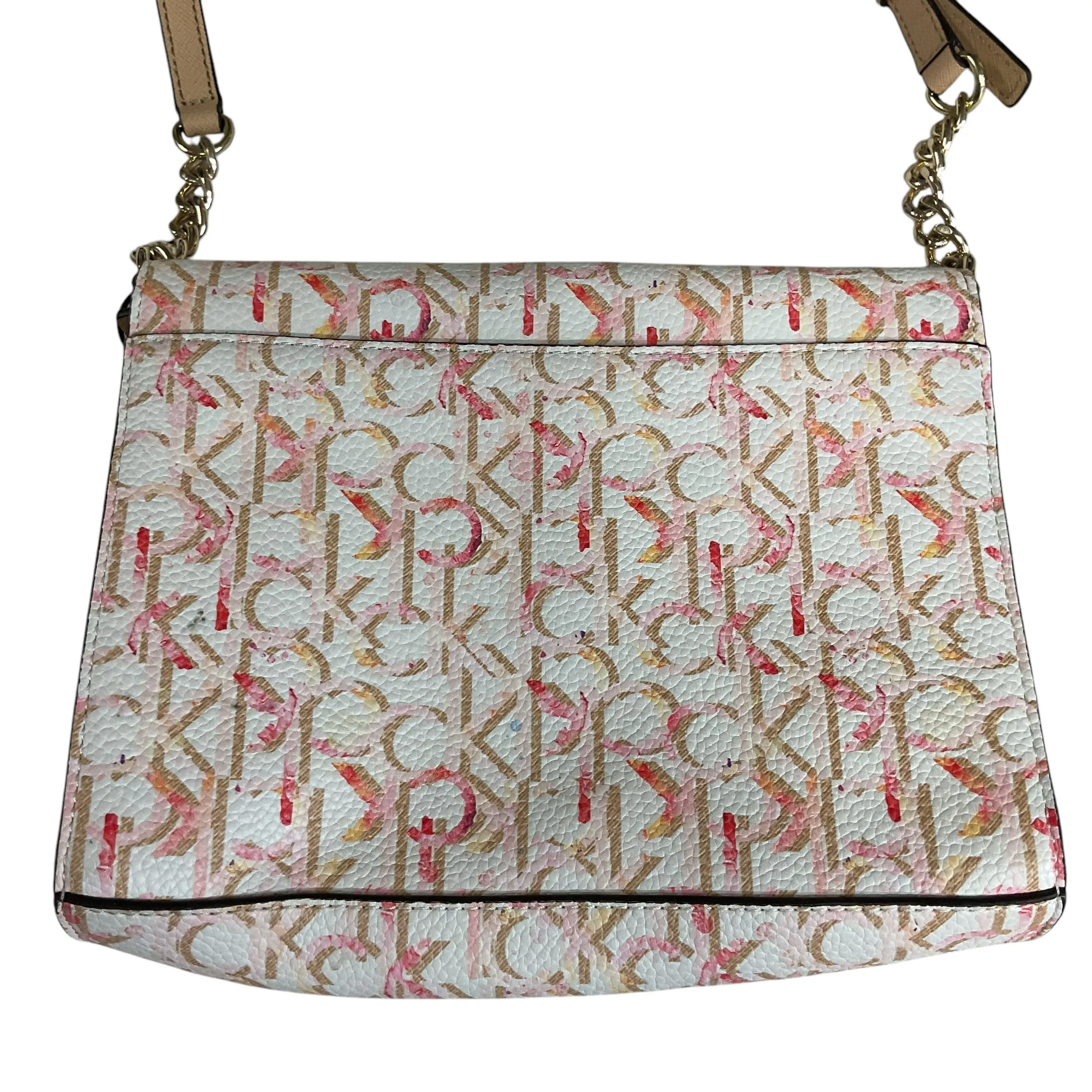 Sac bandoulière Calvin Klein en rose et beige, taille : Moyenne