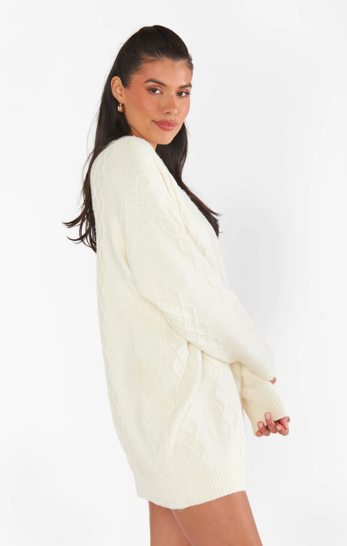 Pull tunique Canyon ~ Crème tricot doux et pelucheux