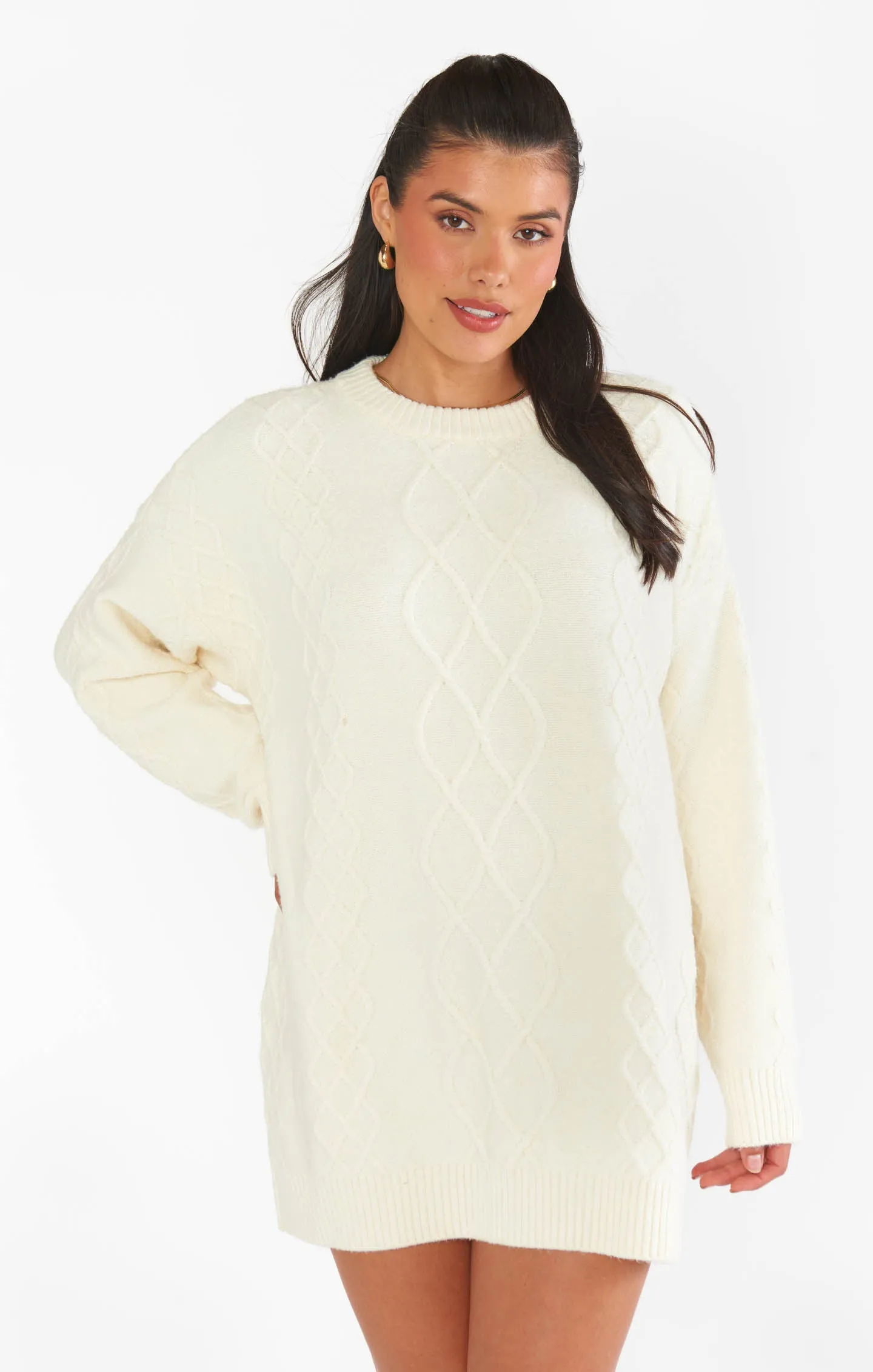 Pull tunique Canyon ~ Crème tricot doux et pelucheux