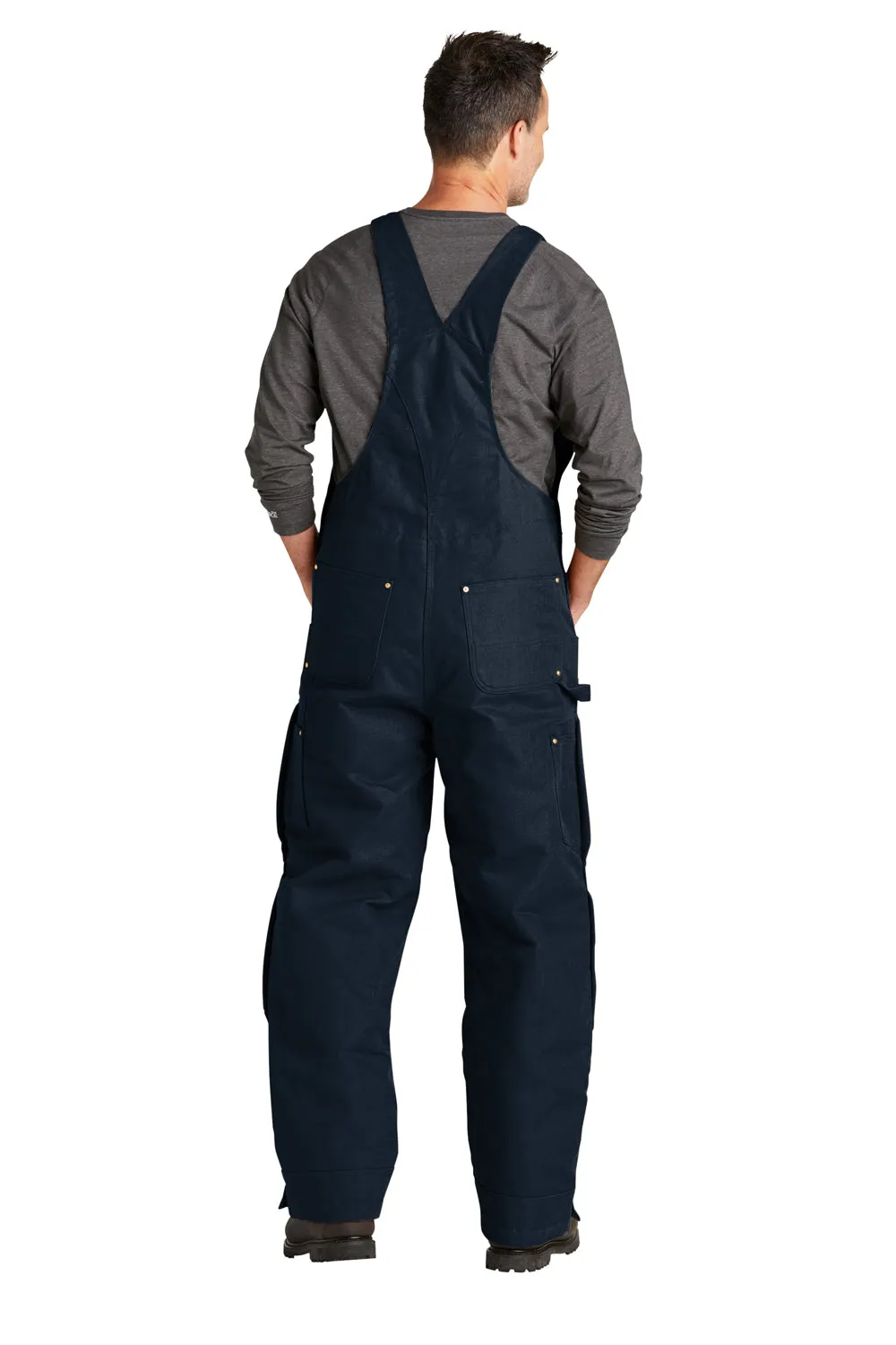 Salopette isolée en toile épaisse pour hommes Carhartt avec poches - Bleu marine foncé