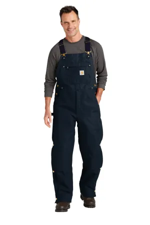 Salopette isolée en toile épaisse pour hommes Carhartt avec poches - Bleu marine foncé