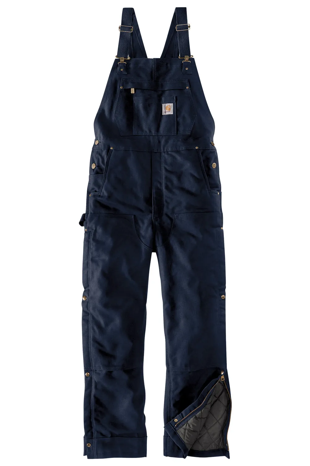 Salopette isolée en toile épaisse pour hommes Carhartt avec poches - Bleu marine foncé