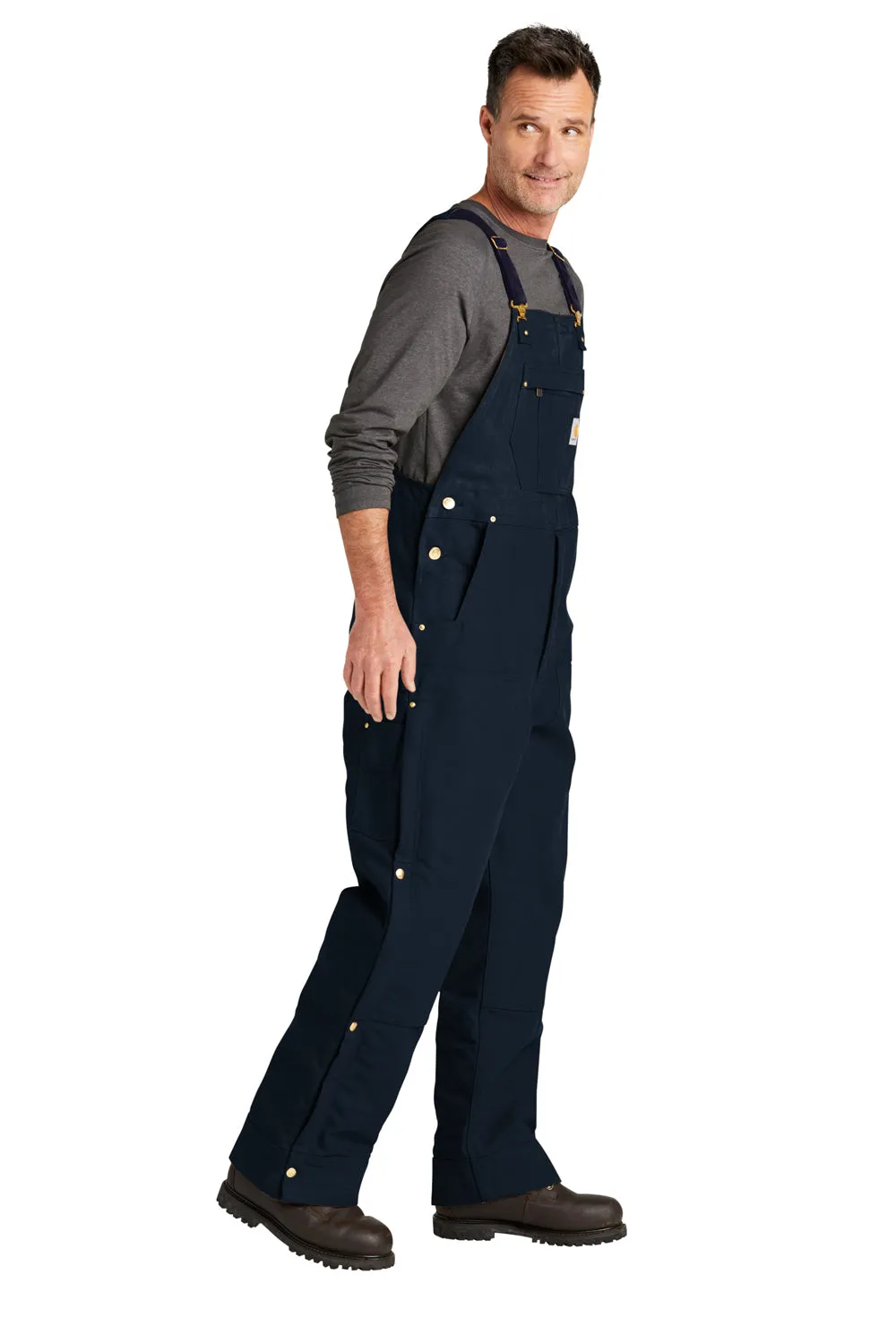 Salopette isolée en toile épaisse pour hommes Carhartt avec poches - Bleu marine foncé