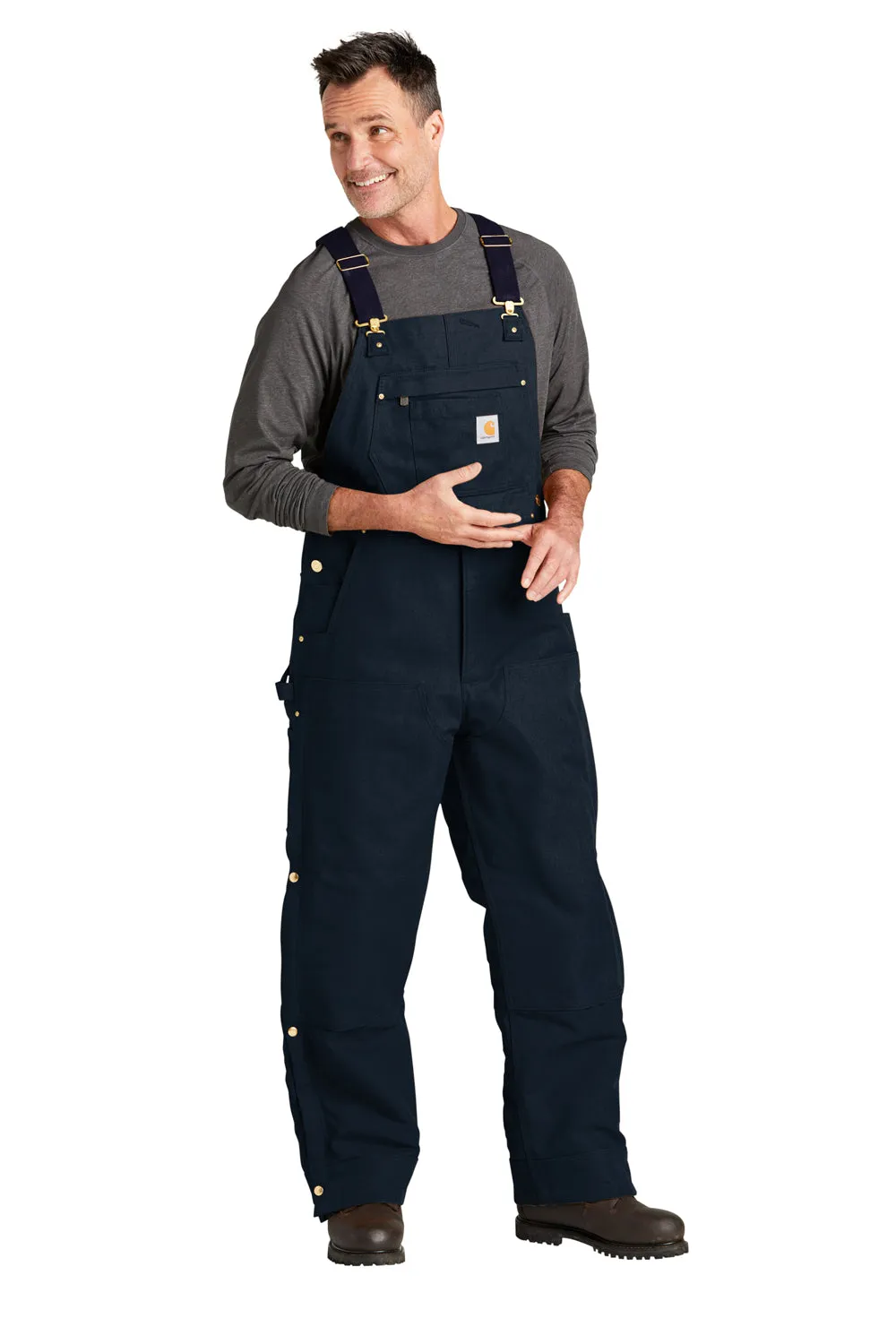 Salopette isolée en toile épaisse pour hommes Carhartt avec poches - Bleu marine foncé