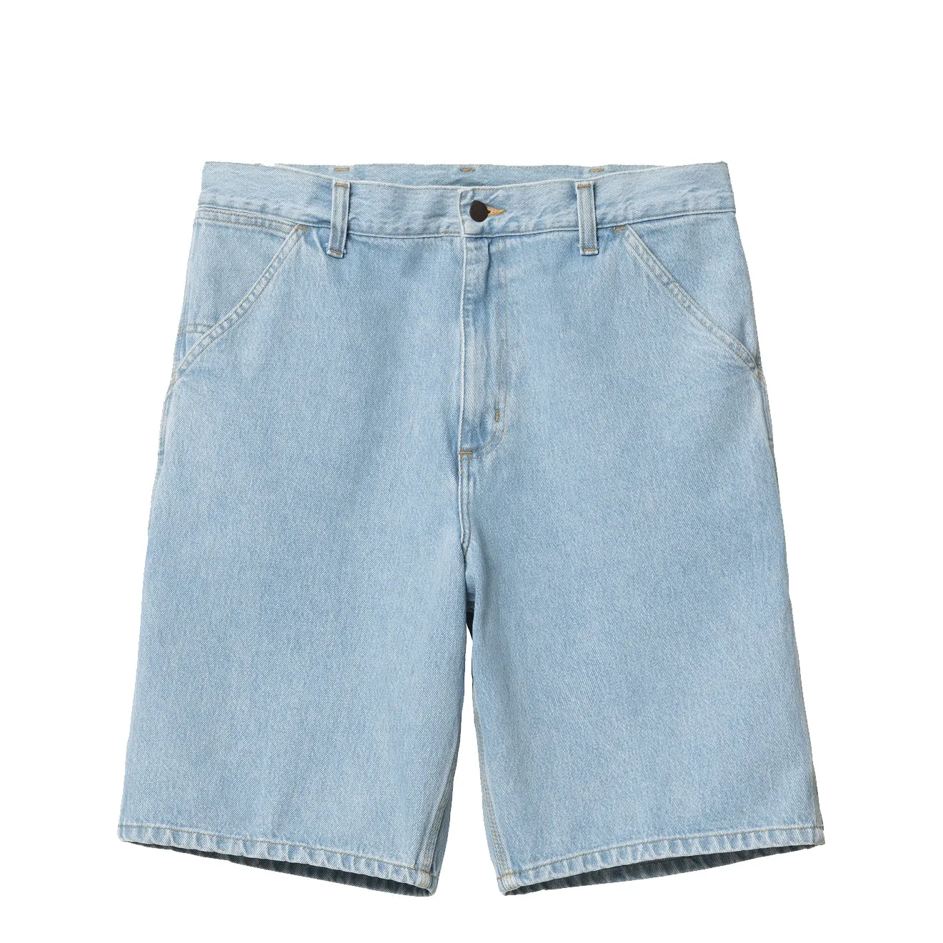 Carhartt WIP Short Bleu Dénim Lourd Patte Genou Unique Délavé Pierre