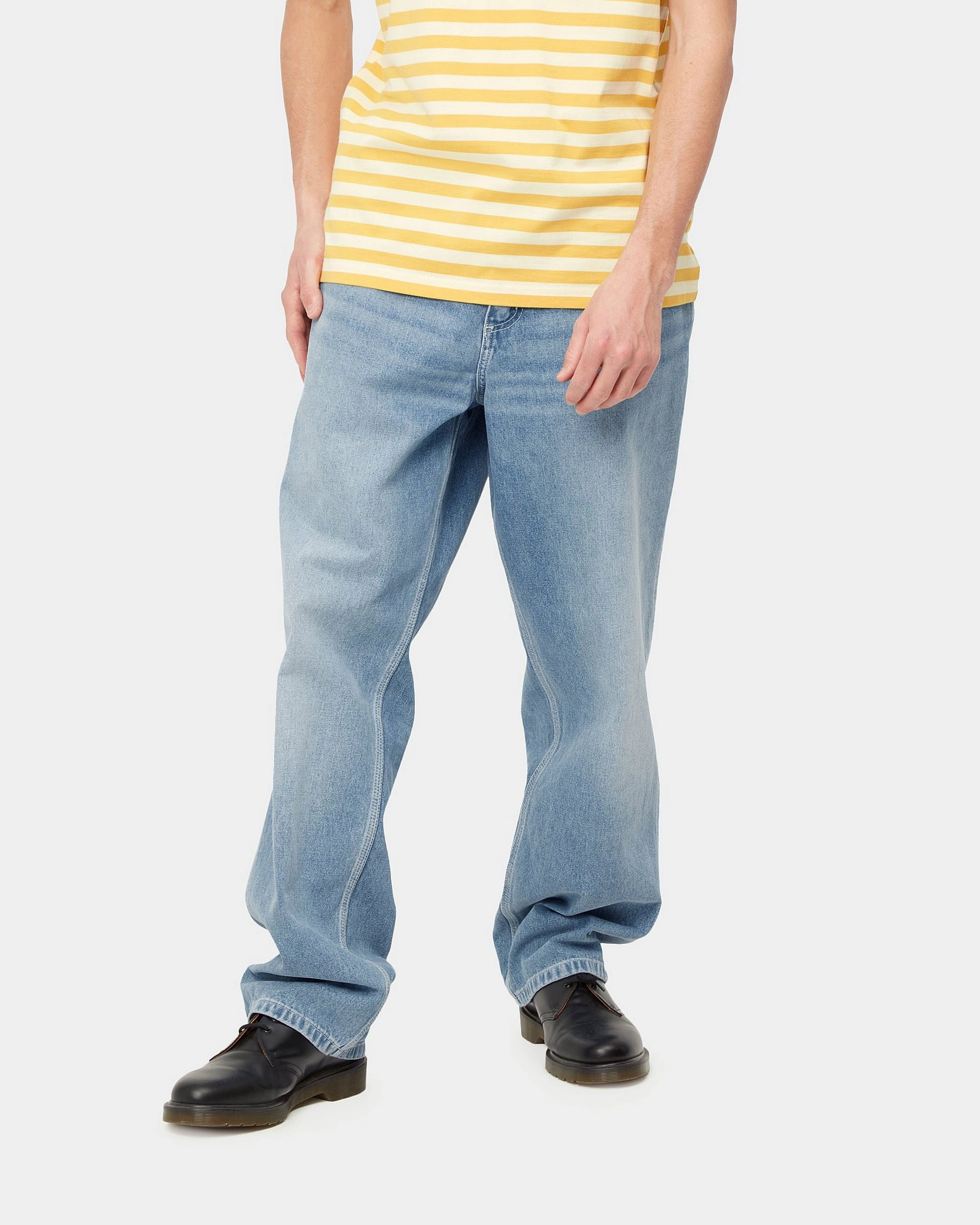 Carhartt WIP Pantalon Simple Coupe Loose Jeans Homme - Bleu Clair True Washed