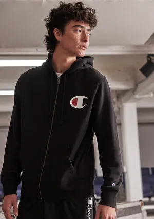 Champion Sweat à capuche avec logo C à fermeture éclair <br> AVV9N Noir