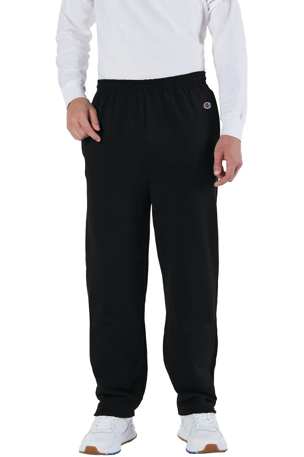 Pantalon de survêtement Champion pour homme à bas ouvert en polaire avec poches - Noir