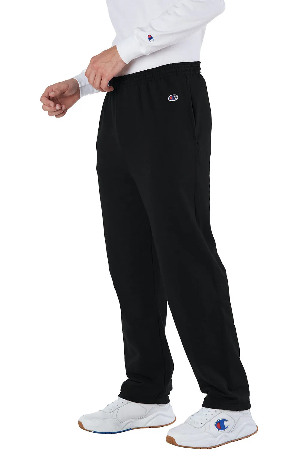 Pantalon de survêtement Champion pour homme à bas ouvert en polaire avec poches - Noir