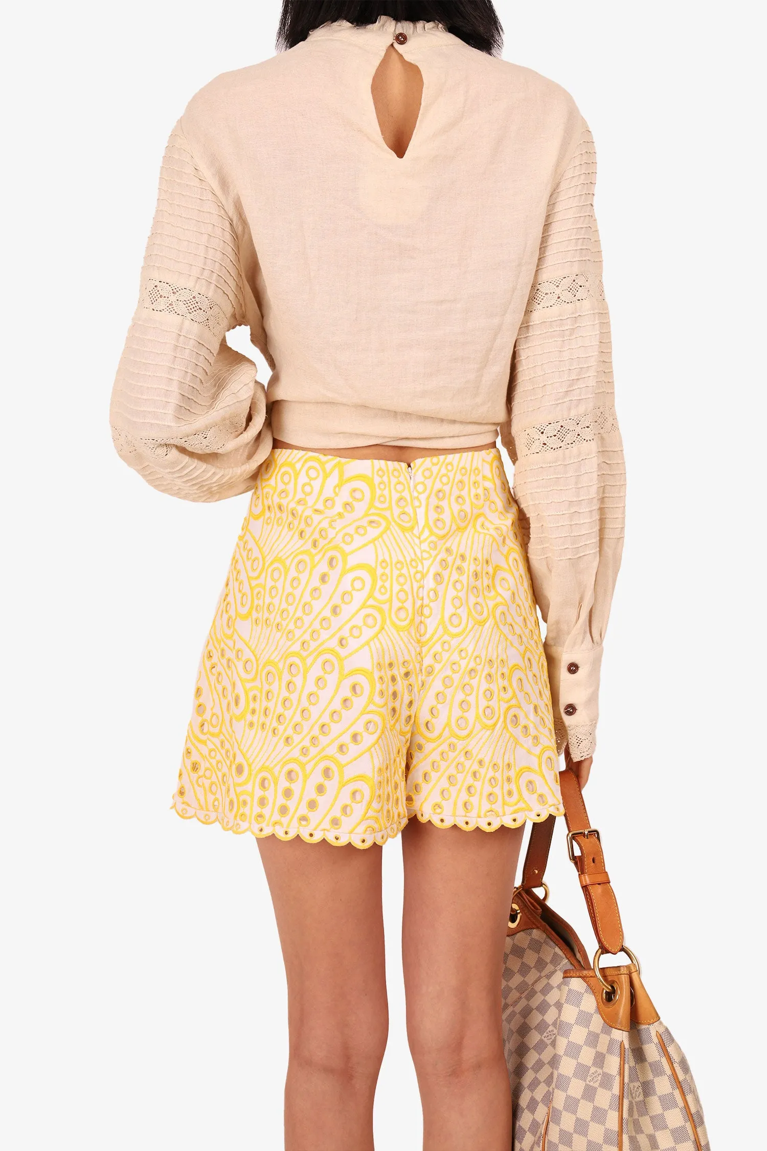 Short brodé jaune/blanc Charo Ruiz Taille L