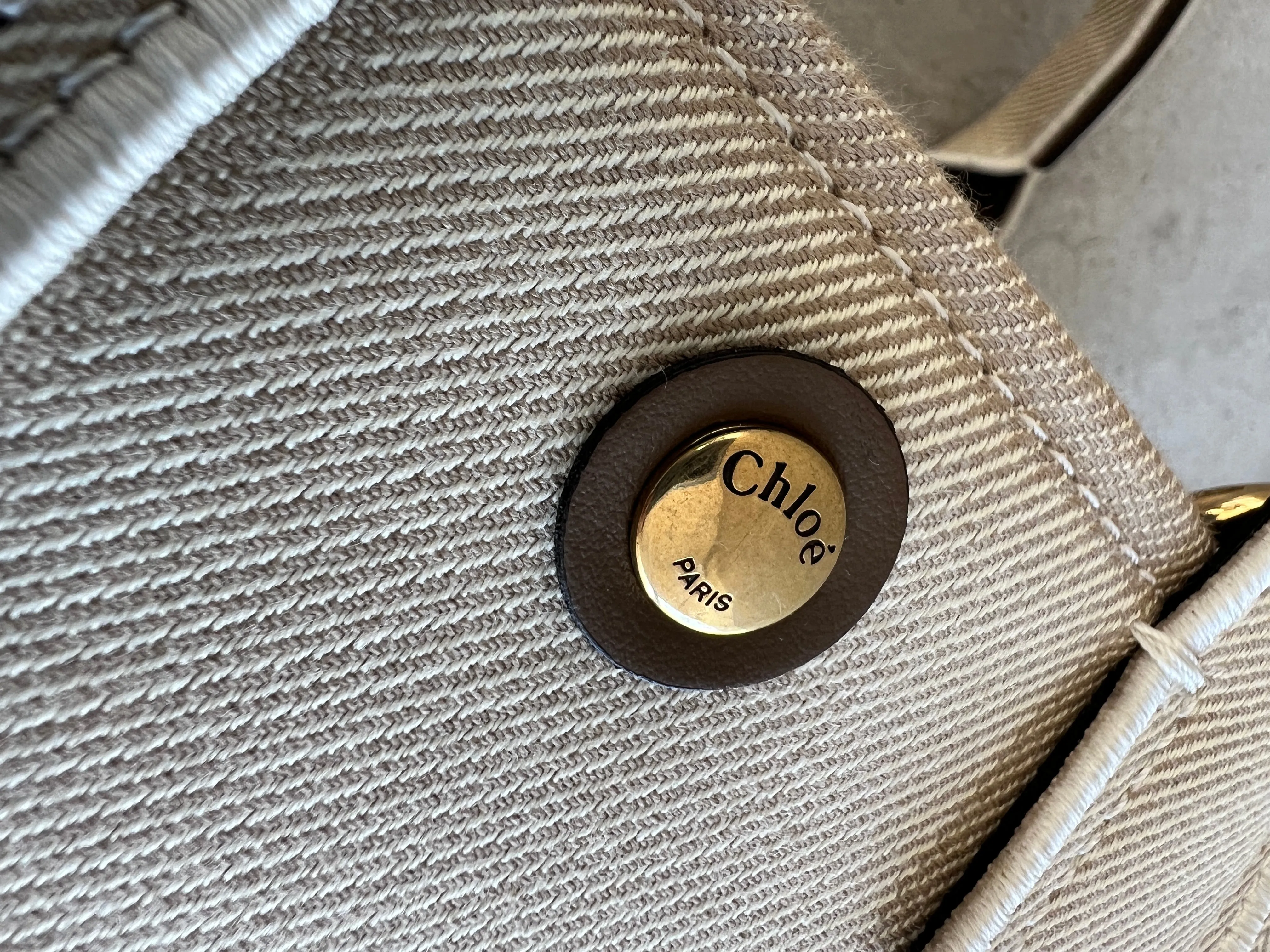 Chloé Sacs Tote en Toile, Beige Végétal