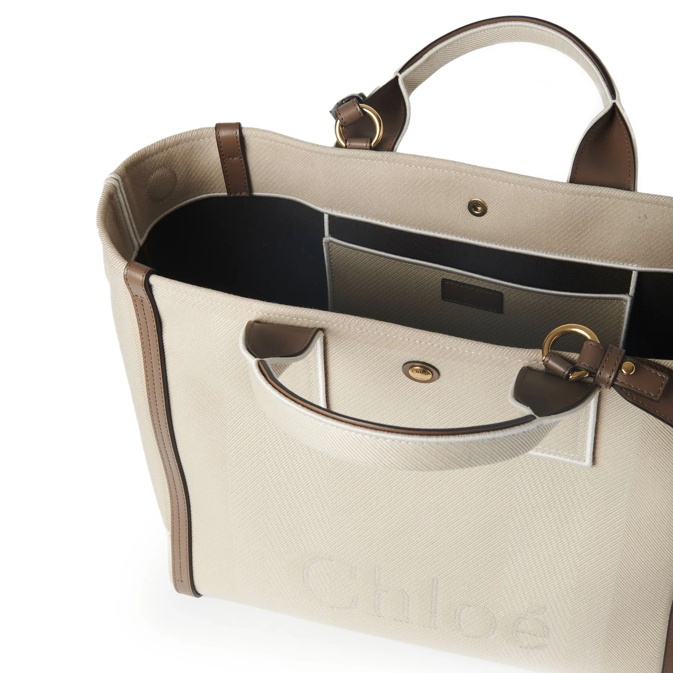Chloé Sacs Tote en Toile, Beige Végétal