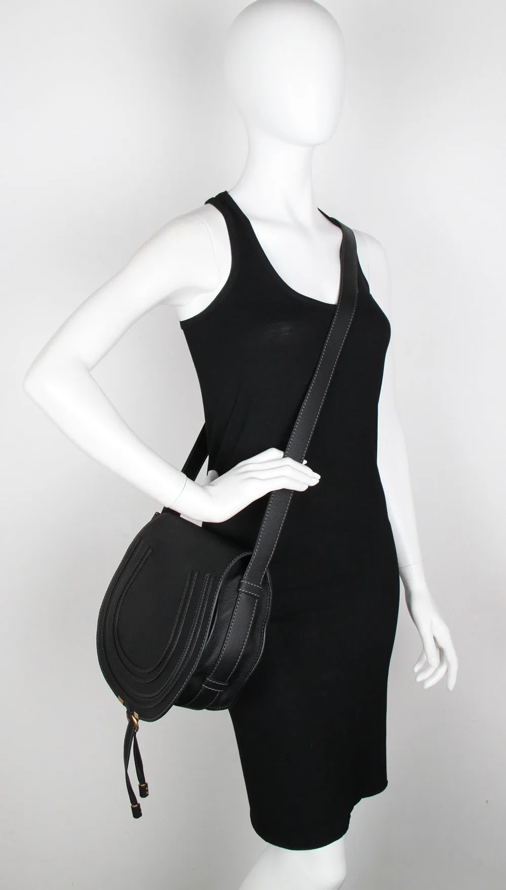 Chloé Sac Marcie Medium Satchel, Noir Ton sur Ton
