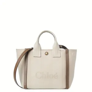 Chloé Sacs Petit Tote en Toile, Beige Végétal