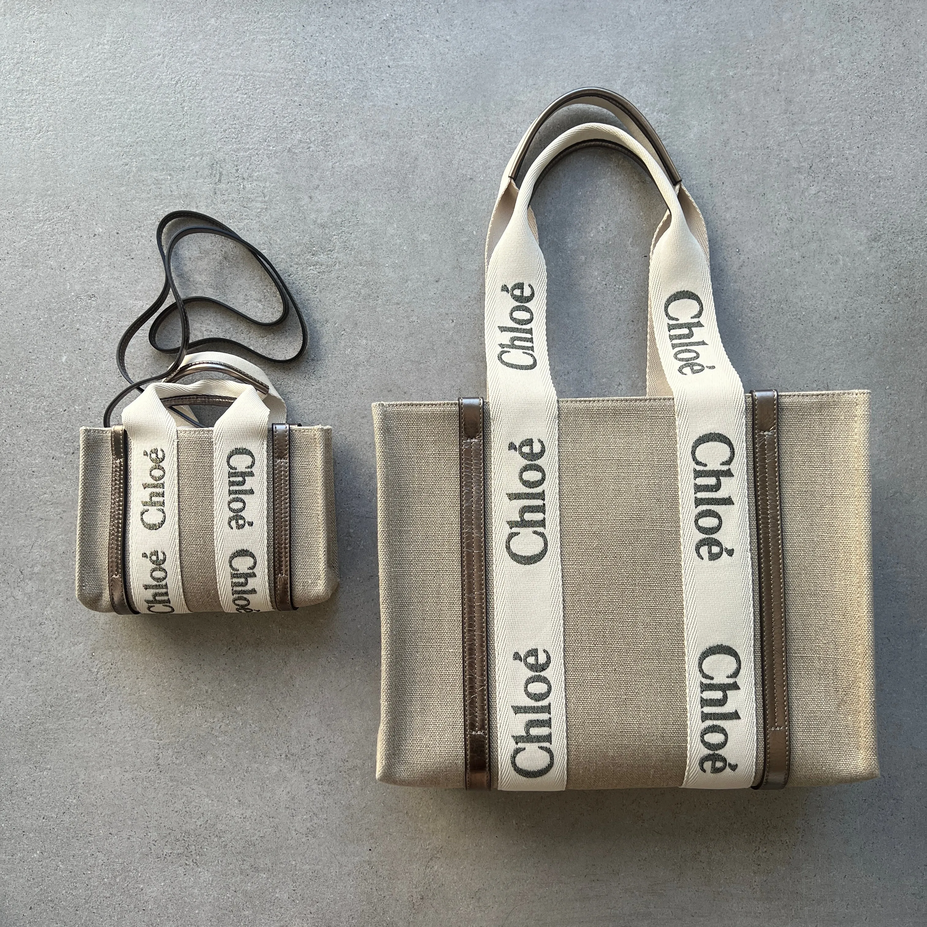 Chloé Sac Woody Tote Medium, Gris Métallisé